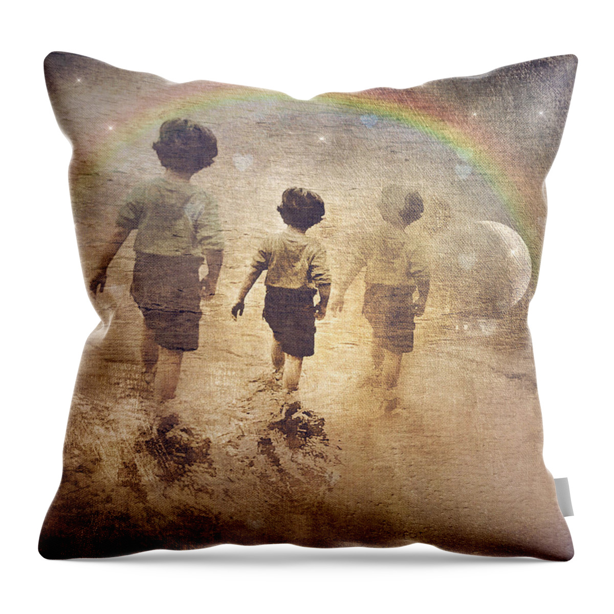 Boy Throw Pillow featuring the digital art Phases of the Journey--The Promise of the Rainbow by Melissa D Johnston