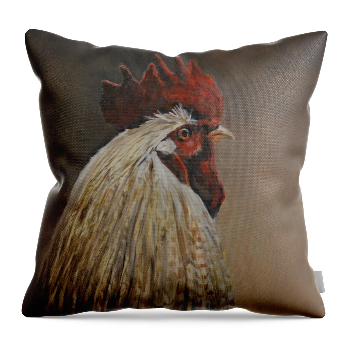 Rooster Throw Pillow featuring the painting Proud Rooster by Charlotte Yealey