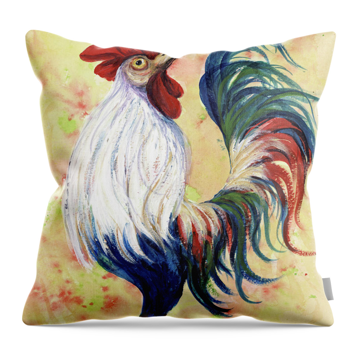 Animal Throw Pillow featuring the painting Proud Rooster by Darice Machel McGuire
