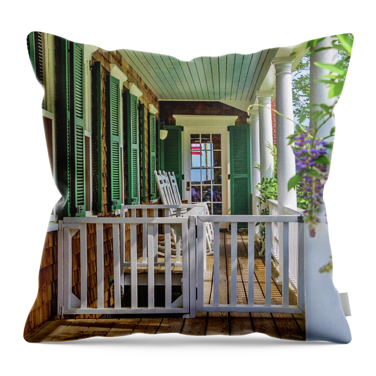 Provincetown Throw Pillow featuring the photograph Provincetown Porch by Marisa Geraghty Photography