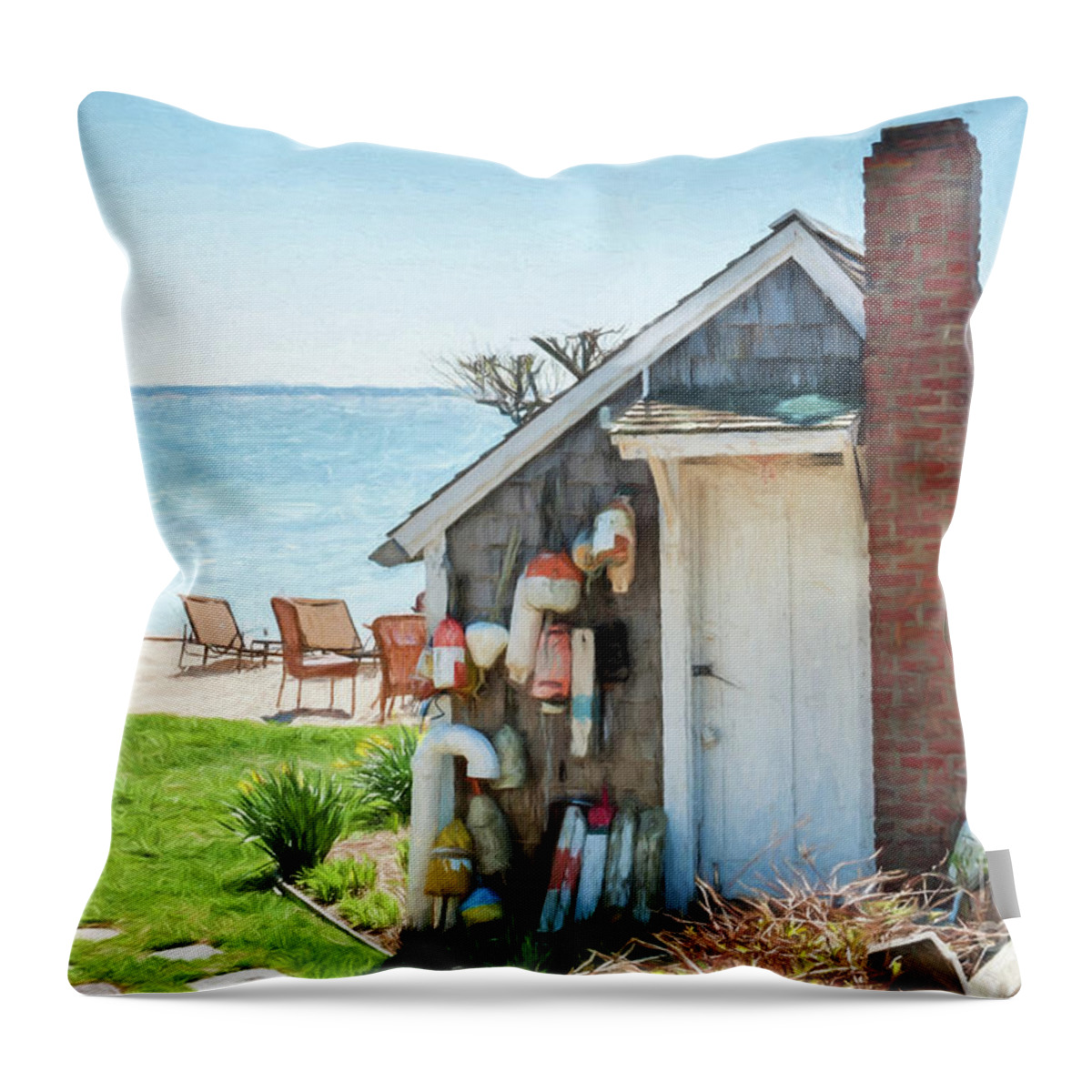 Commercial St Throw Pillow featuring the photograph Provincetown Shed by Michael James