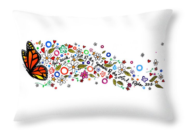 Butterfly Throw Pillow featuring the painting Psalm 33 5 by Cindy Thornton