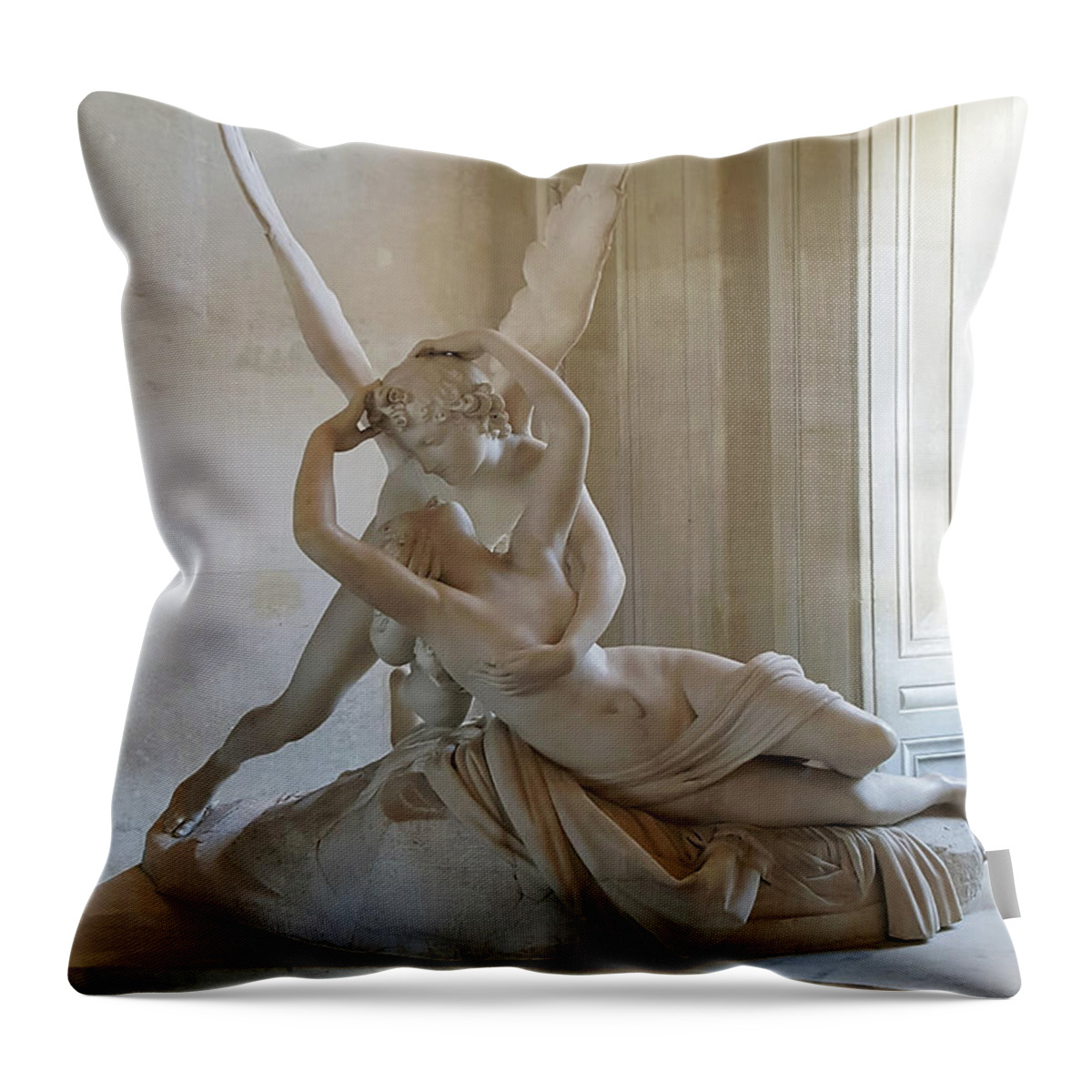 Psyche Revived By Cupid's Kiss Throw Pillow featuring the photograph Psyche Revived by Cupid's Kiss by Gordon Beck