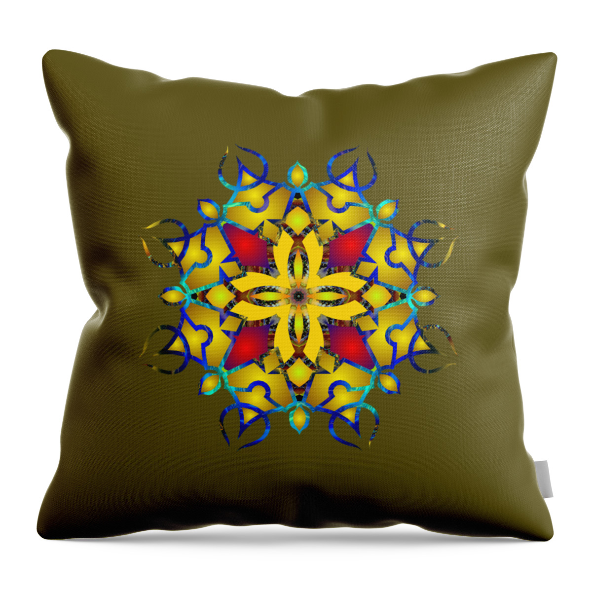 Mandala Throw Pillow featuring the digital art Psychedelic Mandala 011 B by Larry Capra