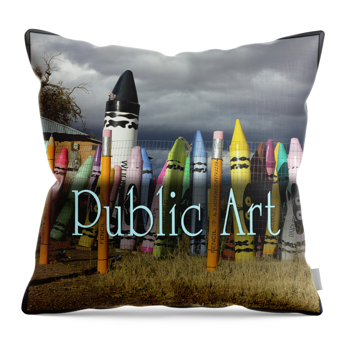 Sign Throw Pillow featuring the digital art Public Art by Becky Titus