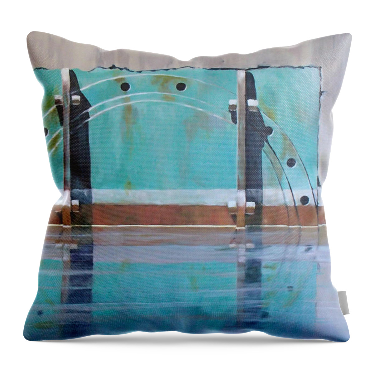 Landscape Throw Pillow featuring the painting Public Works by Philip Fleischer