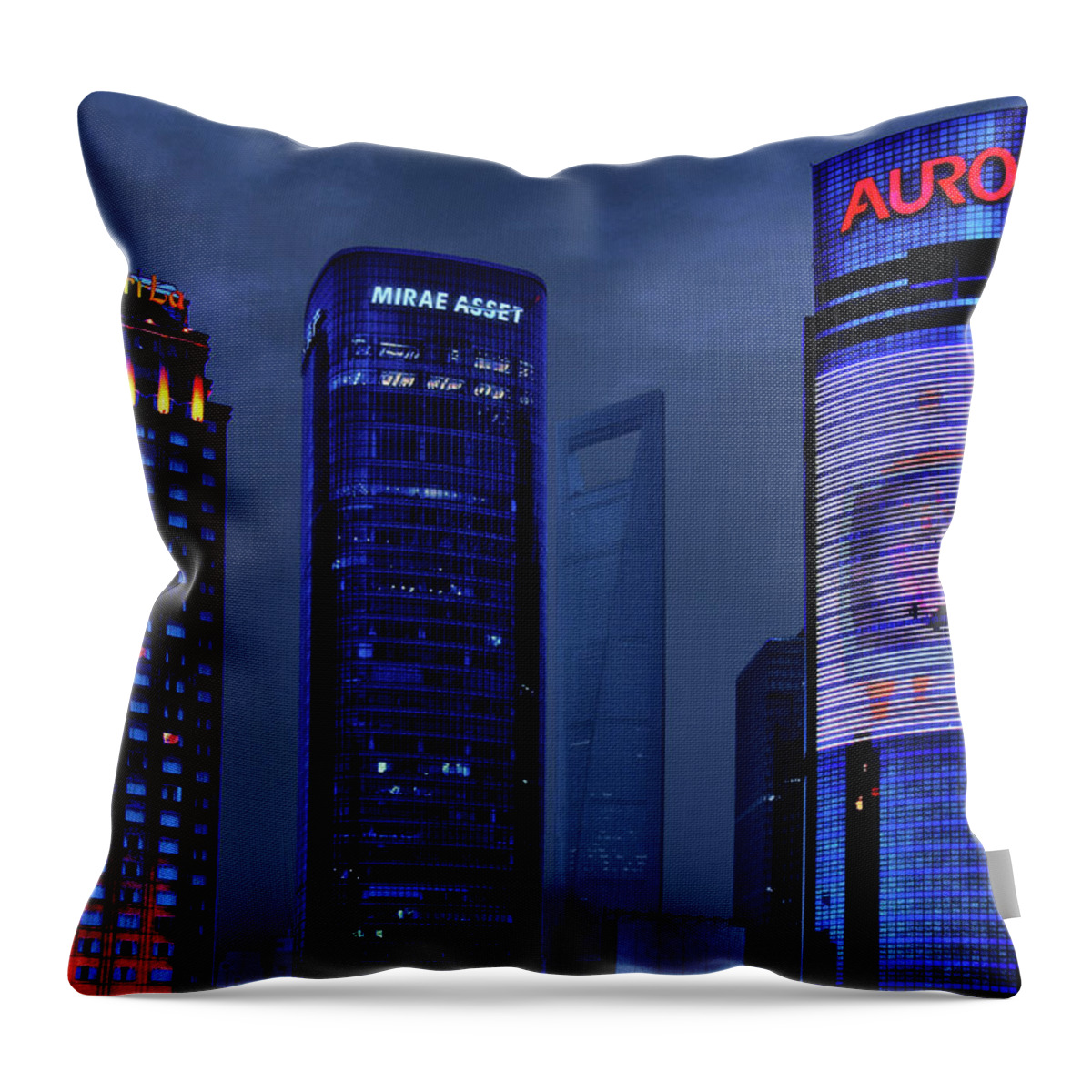 Lujiazui Throw Pillow featuring the photograph Pudong - Epitome of Shanghai's Modernization by Alexandra Till