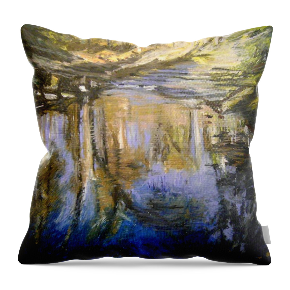 Puffers Pond Throw Pillow featuring the pastel Puffers Pond by Therese Legere