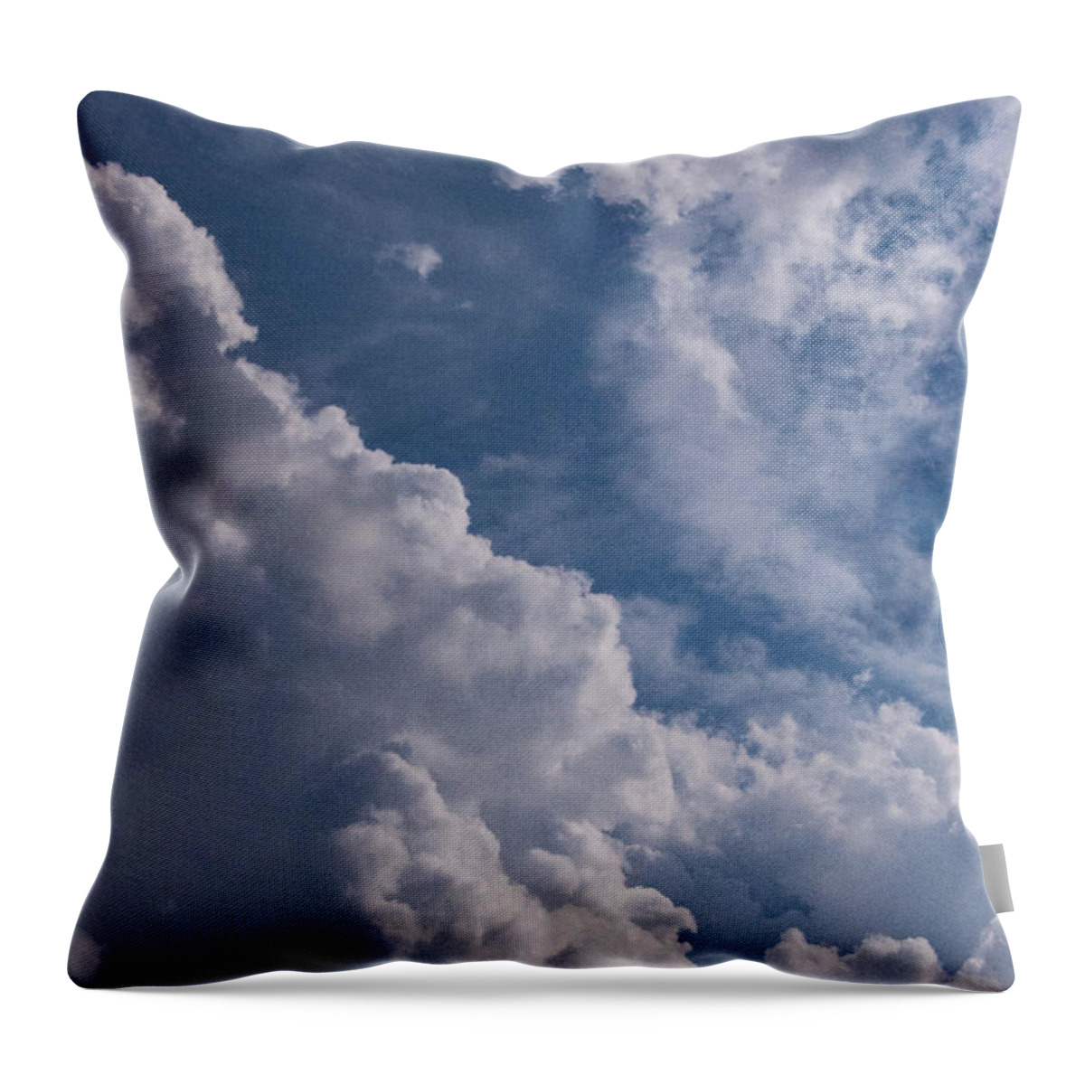 Background Throw Pillow featuring the photograph Puffy Clouds by Debra Fedchin