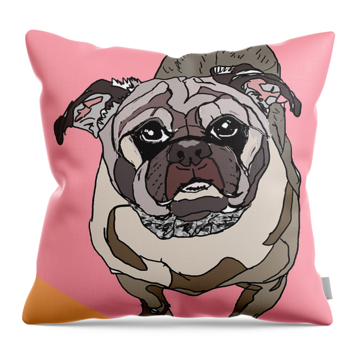 Pug Throw Pillow featuring the digital art Pug in Digi by Ania M Milo