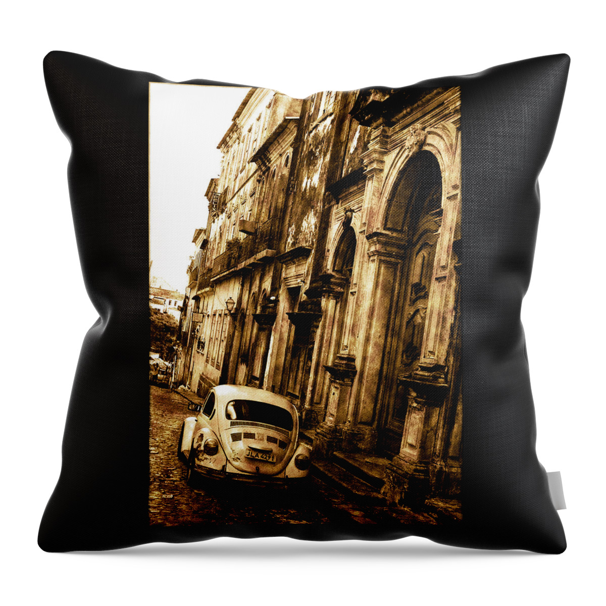 Vw Bug Throw Pillow featuring the photograph Punch Buggy White by Patrick Klauss