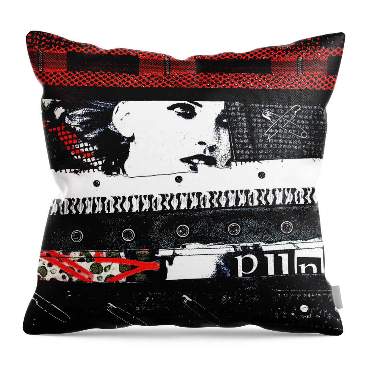 Punk Throw Pillow featuring the digital art Punk Chick by Roseanne Jones