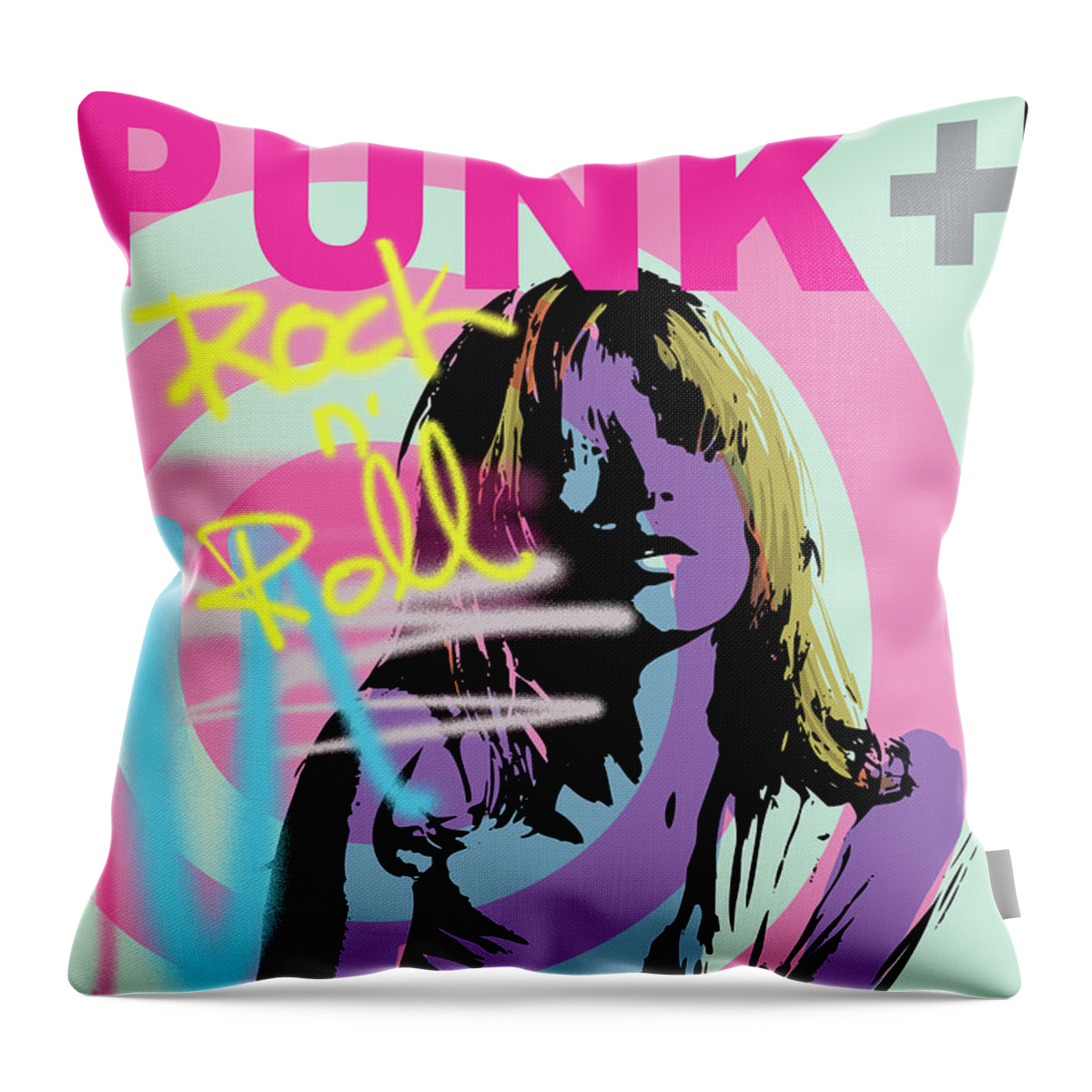 Punk Throw Pillow featuring the digital art Punk Girl by Art Popop
