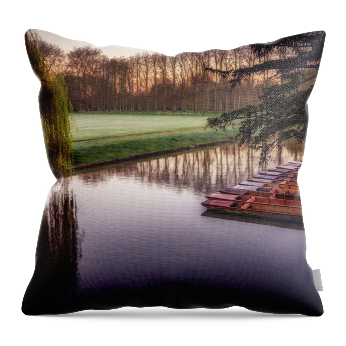 Boat Throw Pillow featuring the photograph Punts on the Cam by James Billings