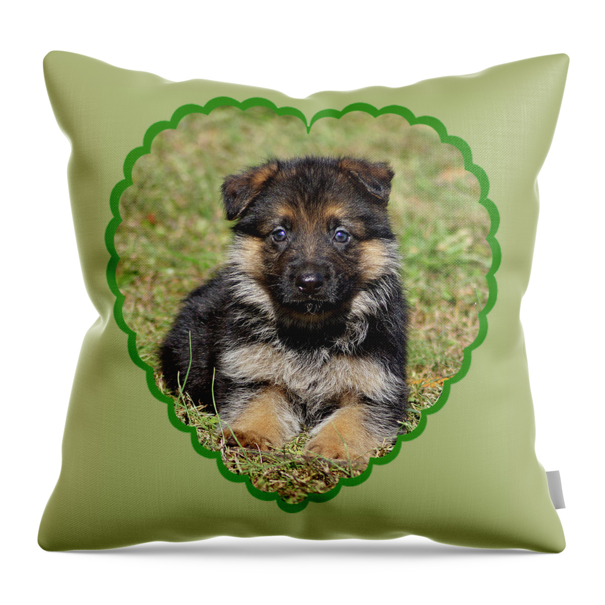 German Shepherd Throw Pillow featuring the photograph Puppy in Heart by Sandy Keeton