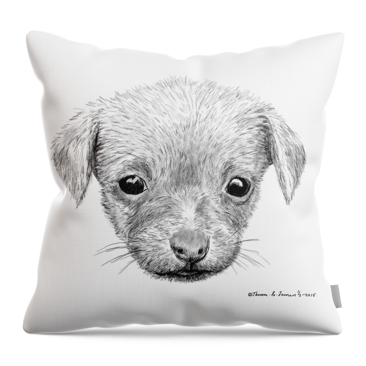 Sketch Throw Pillow featuring the digital art Puppy by ThomasE Jensen