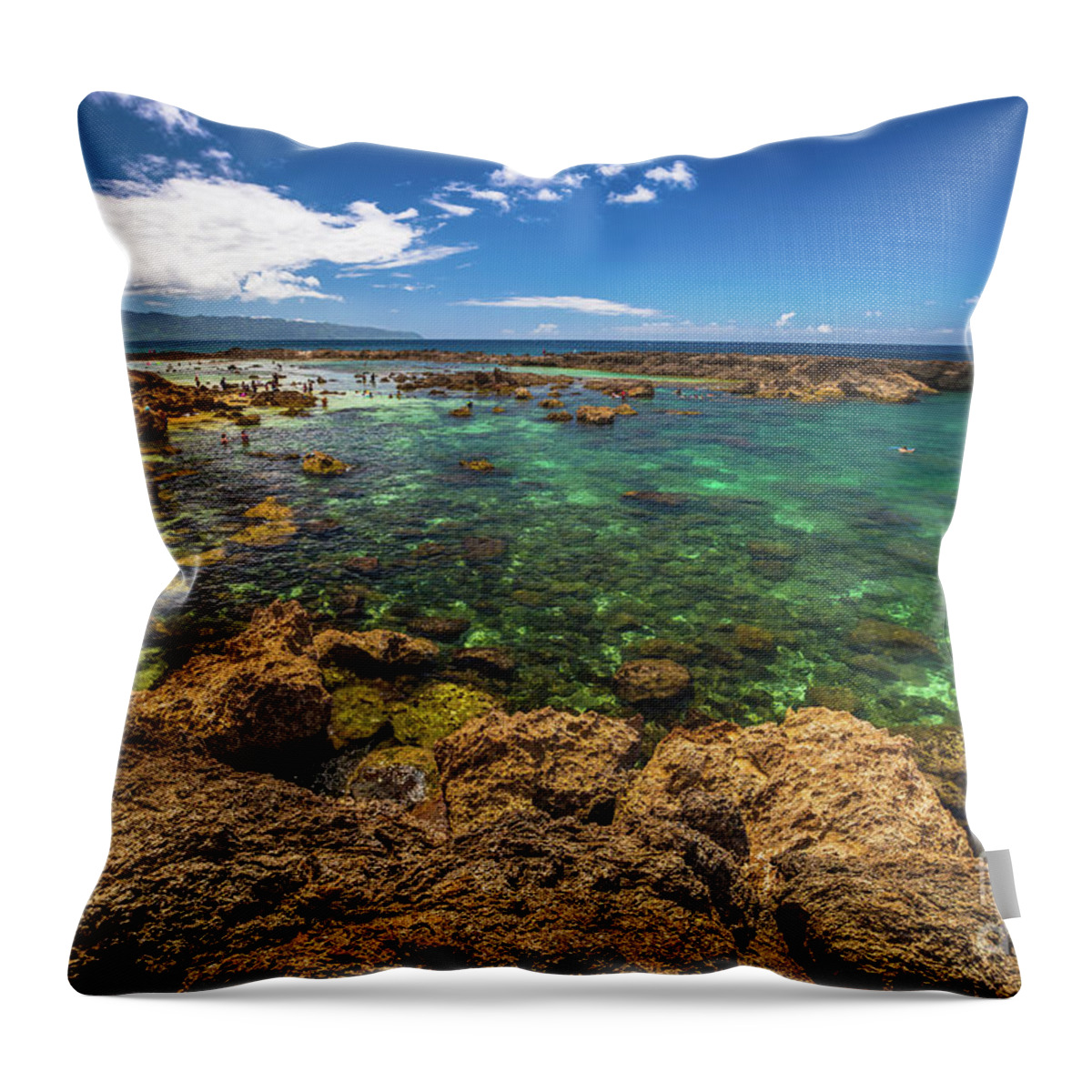 Hawaii Throw Pillow featuring the photograph Pupukea Sharks Cove by Benny Marty