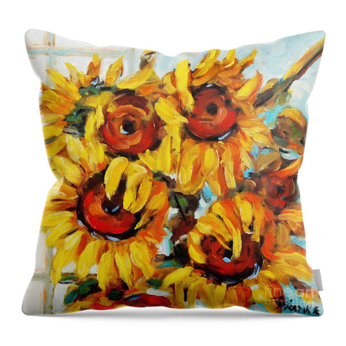 Floral Poppies Scene Throw Pillow featuring the painting Pure Sunshine by Prankearts by Richard T Pranke