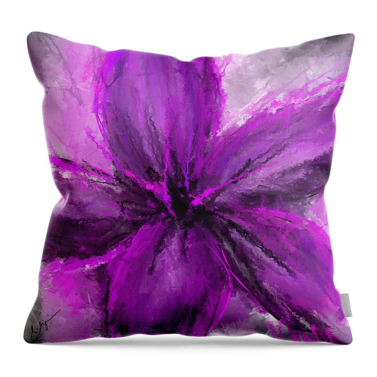 Purple Art Throw Pillow featuring the painting Purple And Gray Art by Lourry Legarde