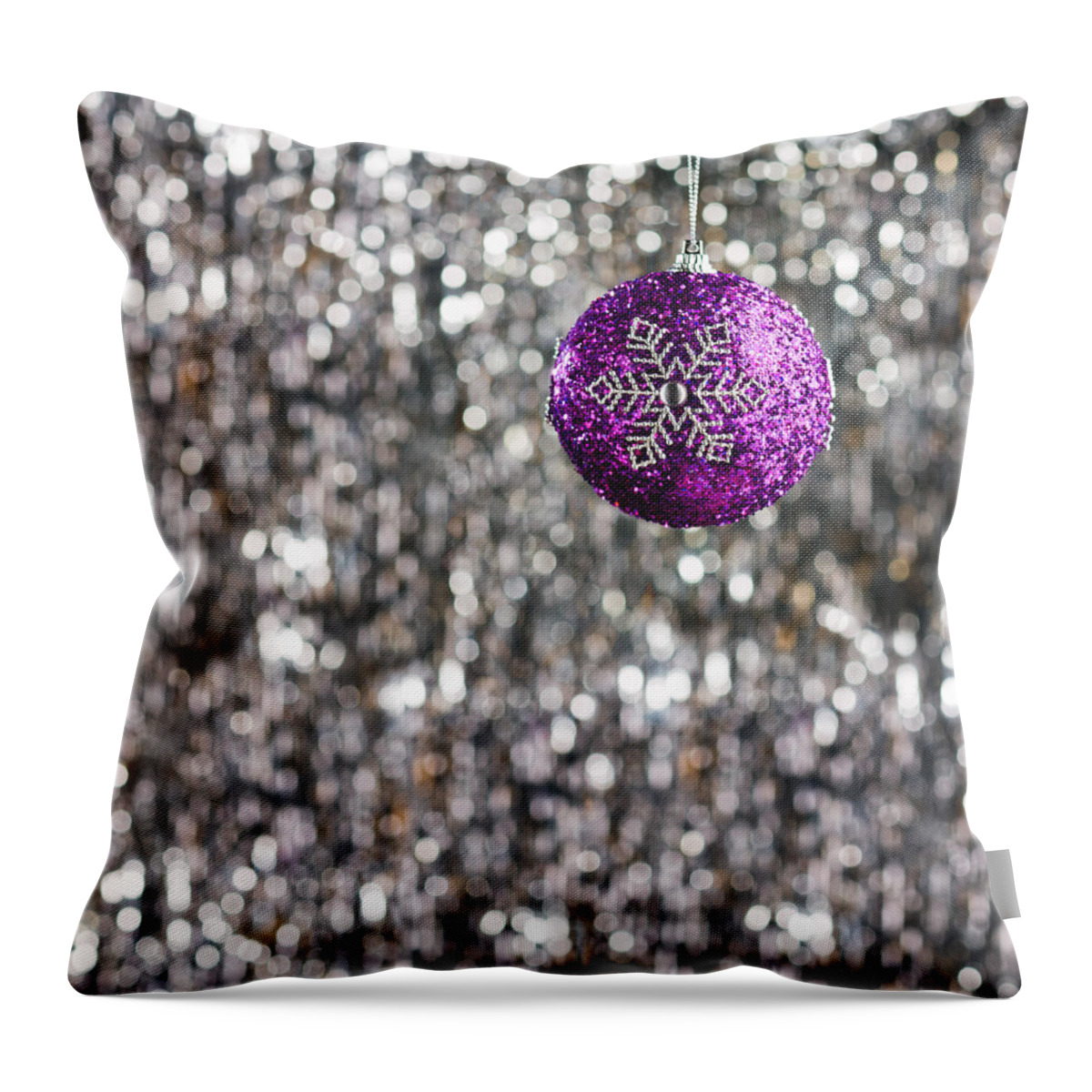 Advent Throw Pillow featuring the photograph Purple Christmas Bauble by U Schade