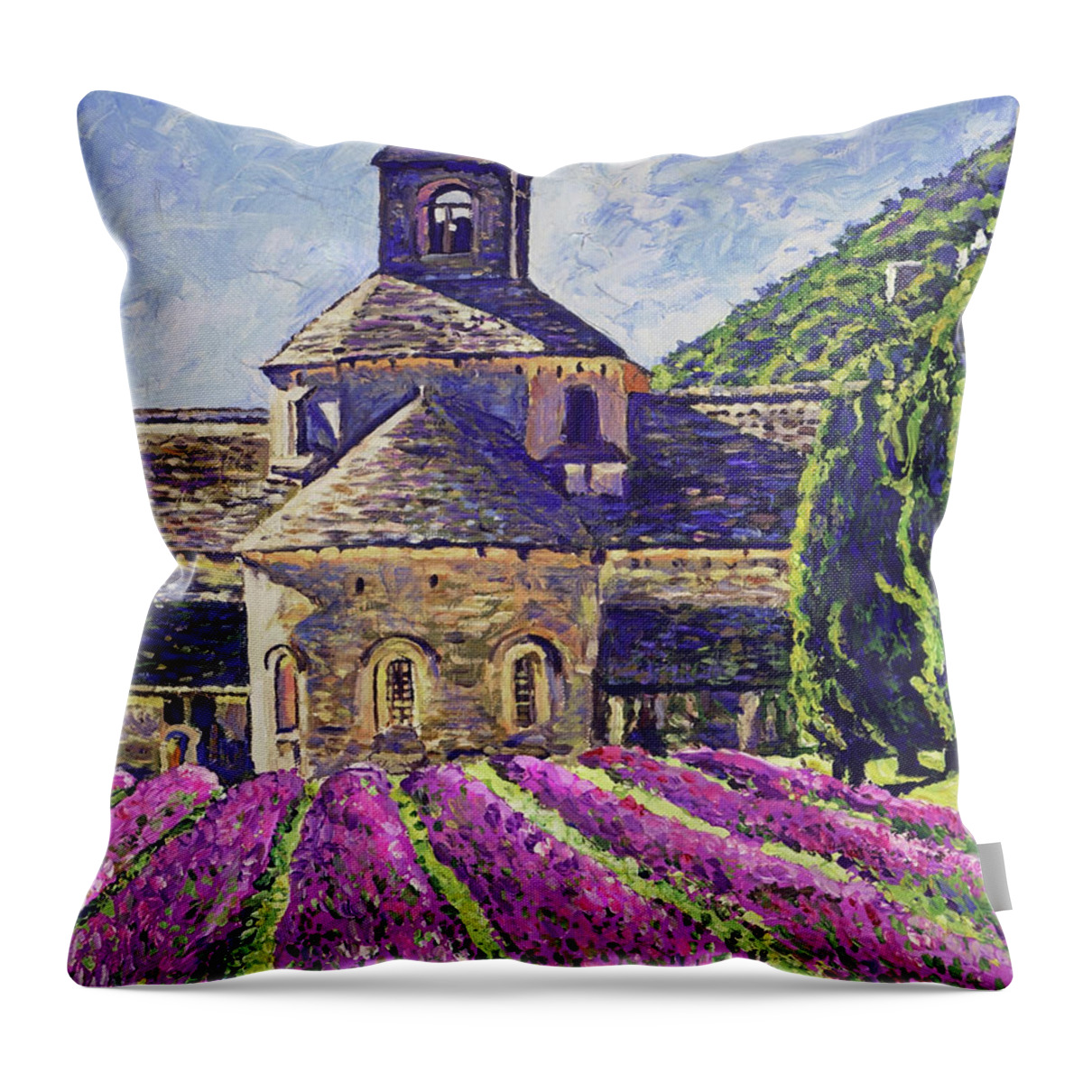 Impressionist Throw Pillow featuring the painting Purple Gardens Provence by David Lloyd Glover