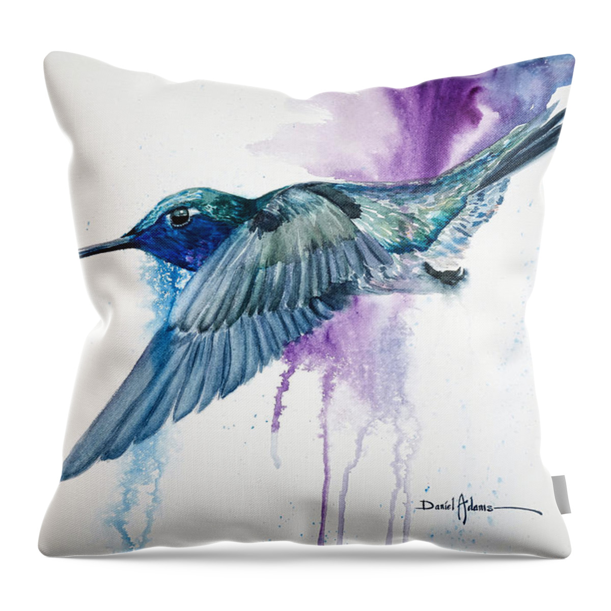 Hummingbird Throw Pillow featuring the painting Purple Haze Daniel Adams by Daniel Adams