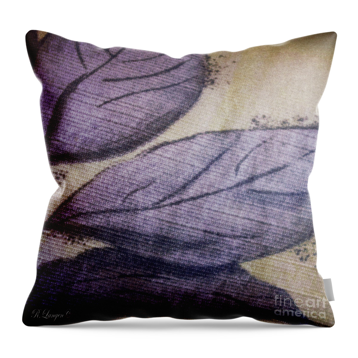 Purple Throw Pillow featuring the photograph Purple Leaves on Fabric by Rebecca Langen