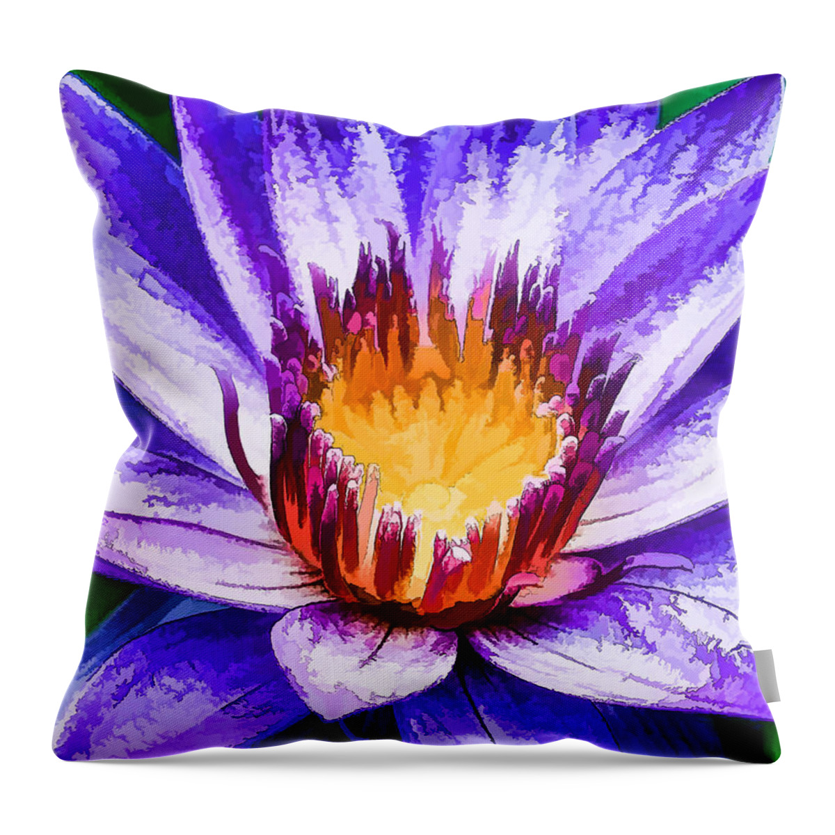 Purple Lotus Throw Pillow featuring the painting Purple Lotus by Jeelan Clark