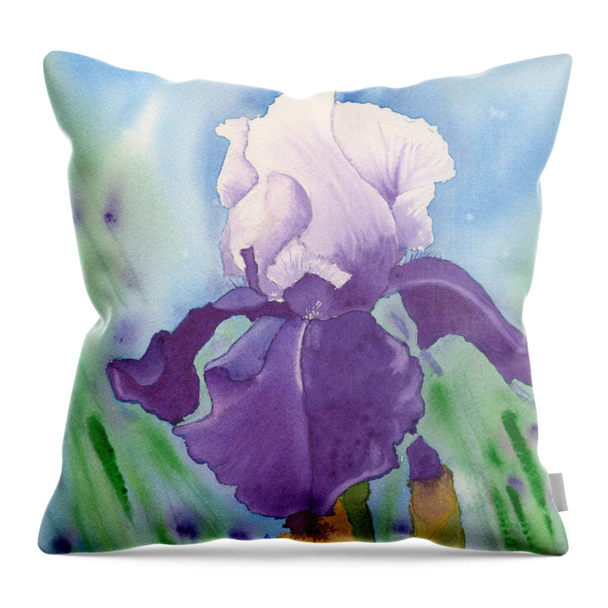 Iris Throw Pillow featuring the painting Purple by Louise Magno