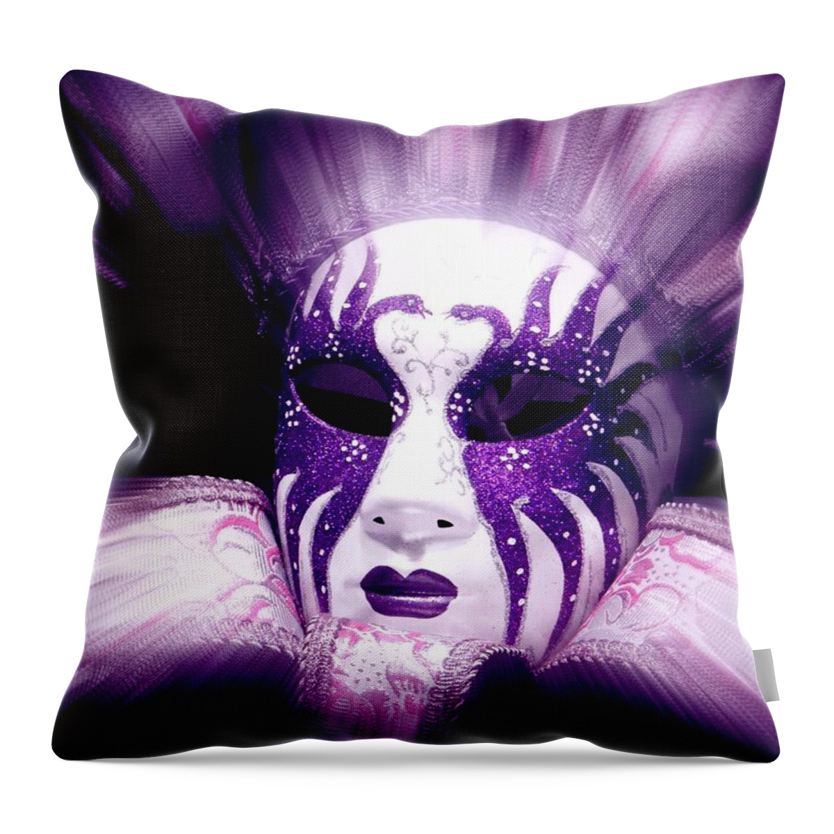 Purple Throw Pillow featuring the photograph Purple Mask Flash by Amanda Eberly