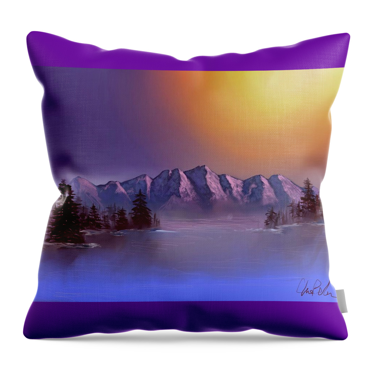 Purple Throw Pillow featuring the digital art Purple Mountain Majesty by C Pelzie