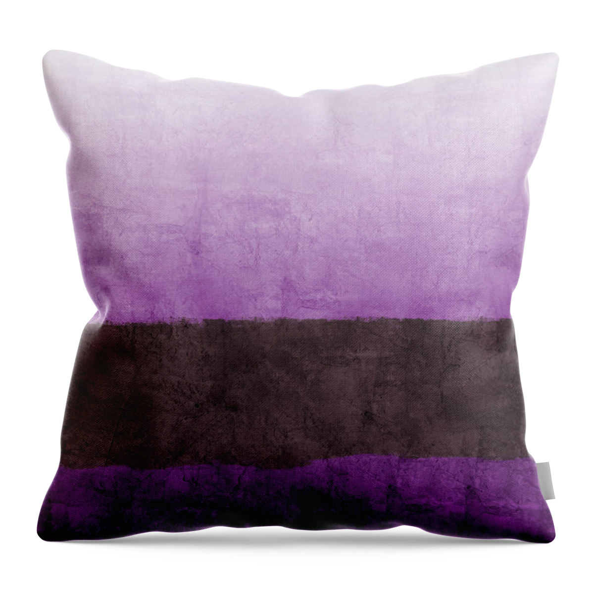 Abstract Landscape Throw Pillow featuring the painting Purple On The Horizon- Art by Linda Woods by Linda Woods