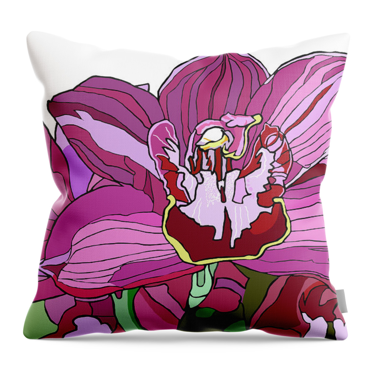 Orchid Throw Pillow featuring the painting Purple Orchid by Jamie Downs