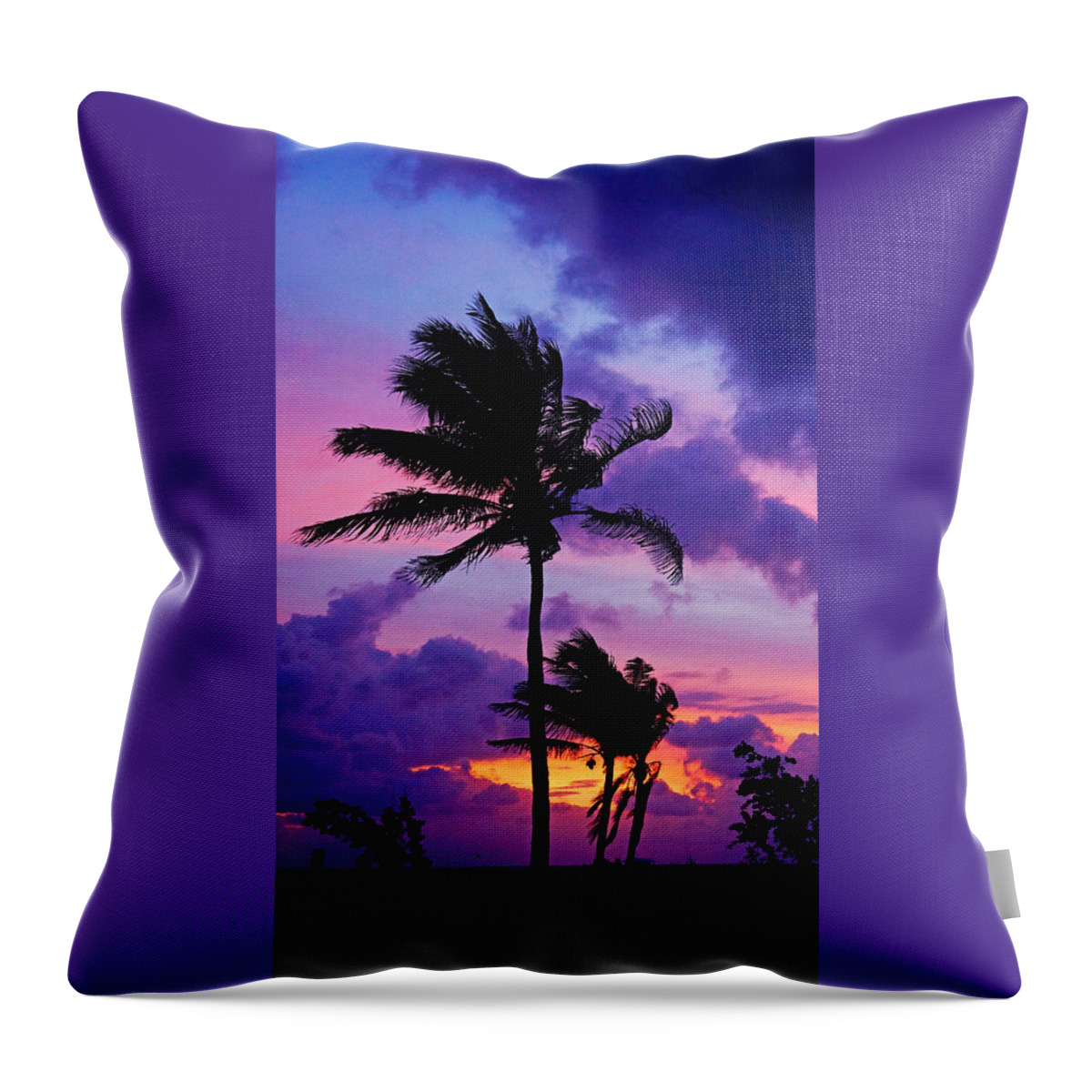 Purple Throw Pillow featuring the photograph Purple Palm Sunrise by Lawrence S Richardson Jr