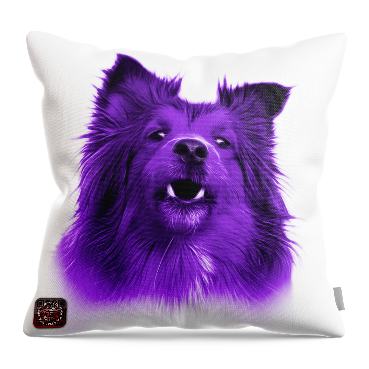 Sheltie Throw Pillow featuring the painting Purple Sheltie Dog Art 0207 - WB by James Ahn