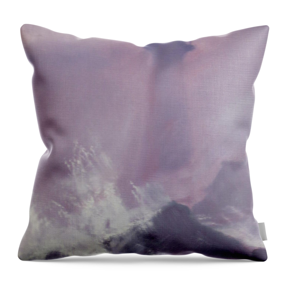 Abstract Lighthouse Storm Waves Water Rocks Purple Oil Throw Pillow featuring the painting Purple Storm by Sharyn Winters