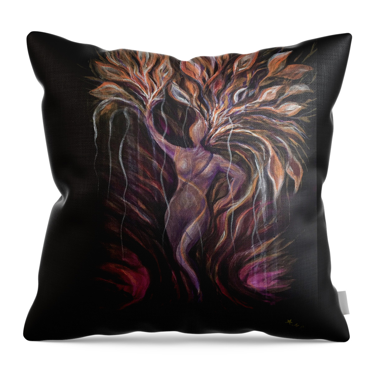 Purple Throw Pillow featuring the painting Purple Tree Goddess by Michelle Pier