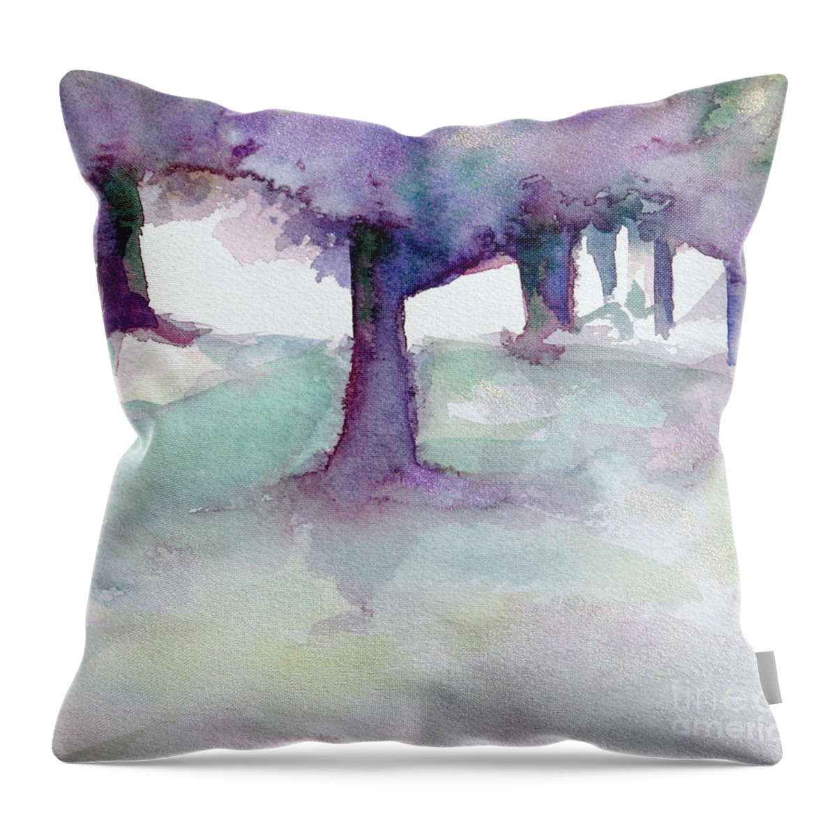 Landscape Throw Pillow featuring the painting Purplescape II by Jan Bennicoff