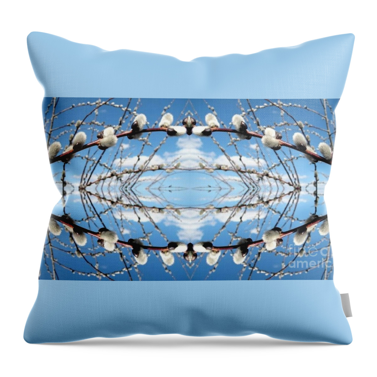 Pussy Willows Throw Pillow featuring the digital art PussyWillow by 'REA' Gallery