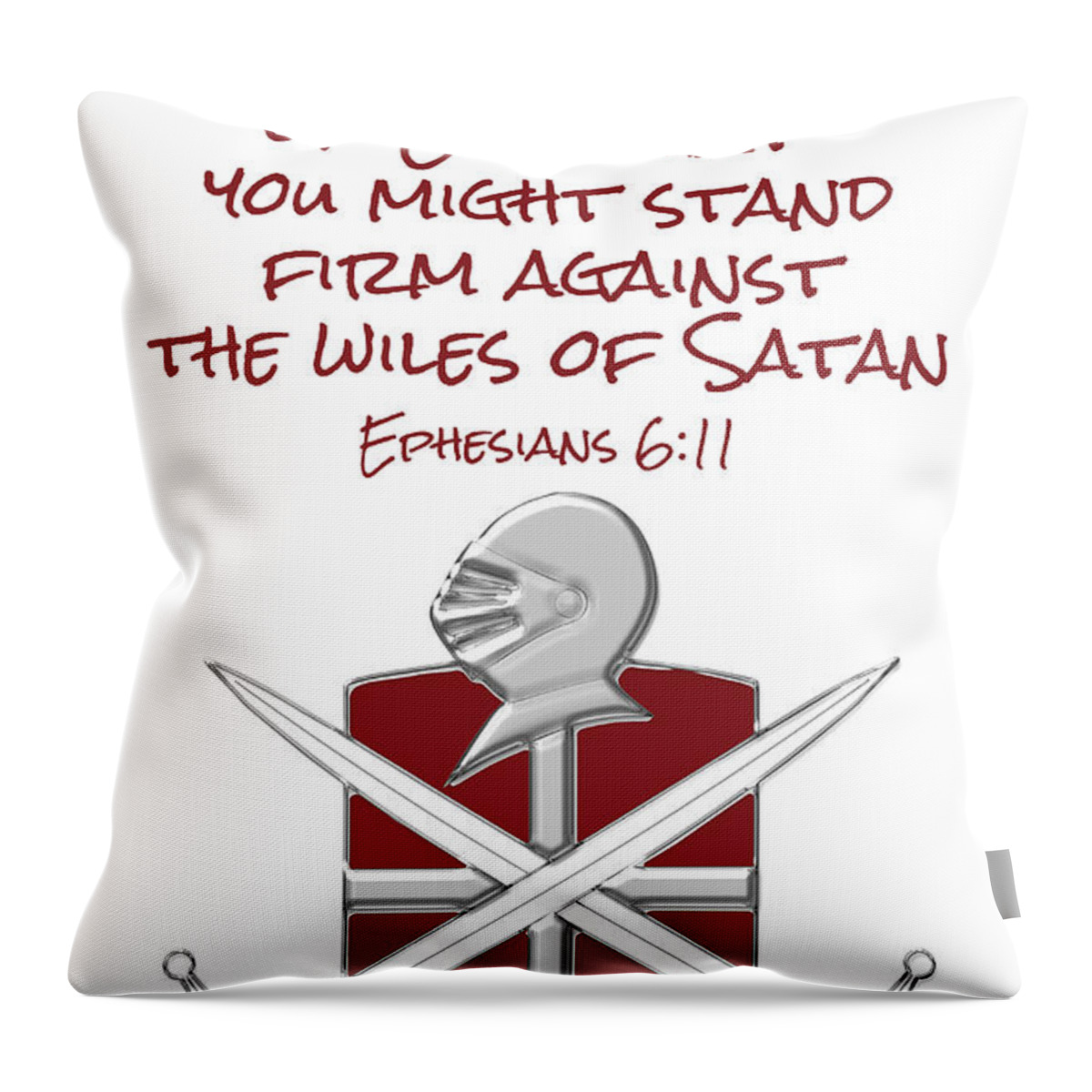 Quote Throw Pillow featuring the digital art Put on the full armor Ephesians by Denise Beverly