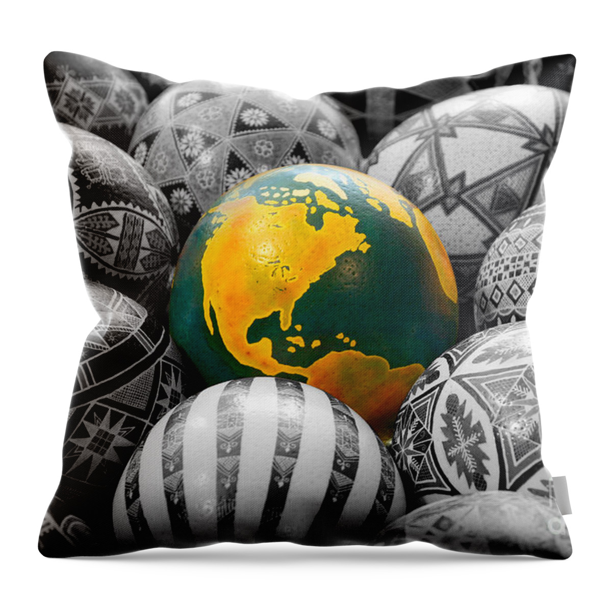World Throw Pillow featuring the photograph Pysanky World by E B Schmidt