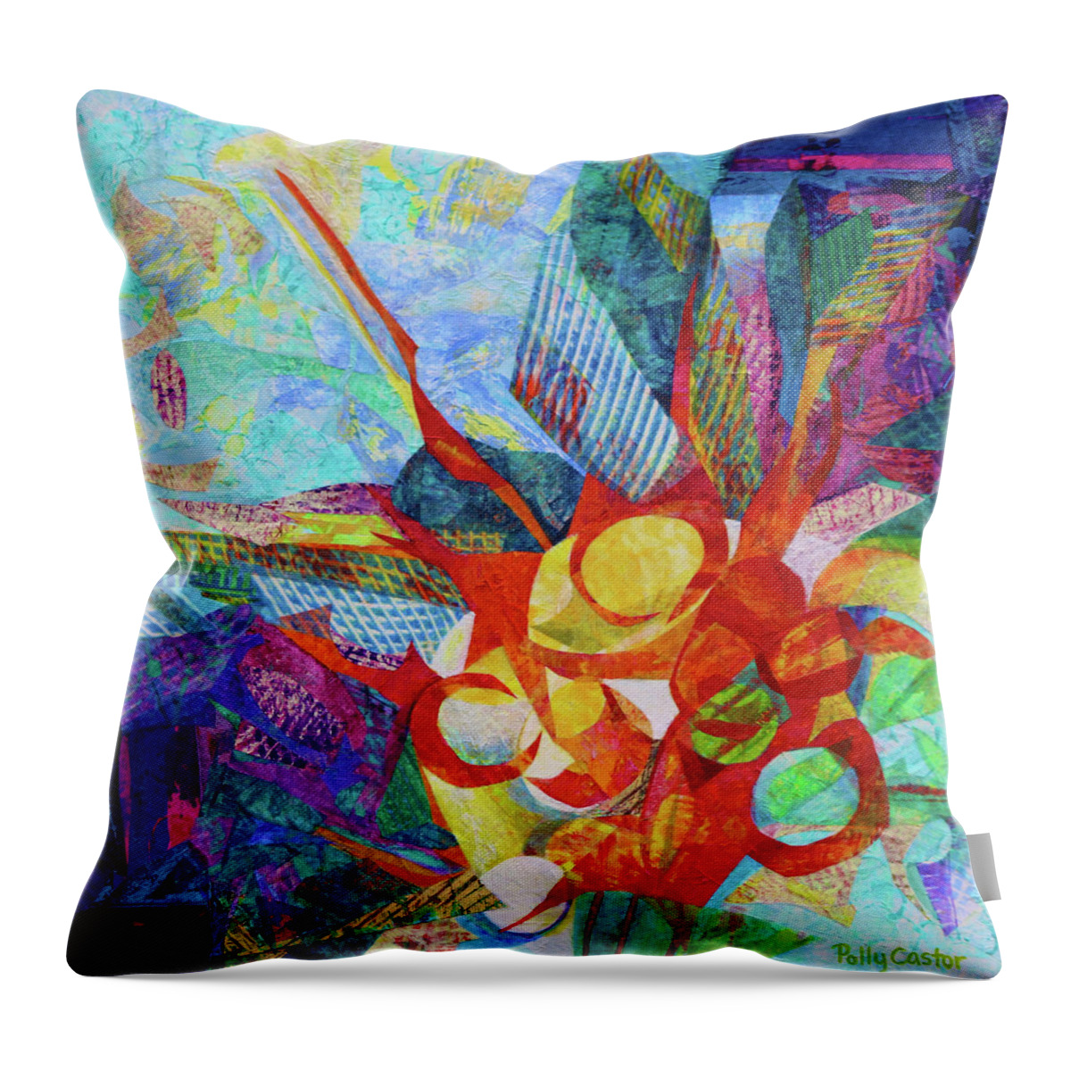 Vital Life Force Throw Pillow featuring the painting Qi by Polly Castor