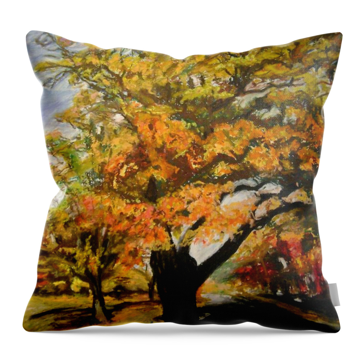 Quabbin Tree Throw Pillow featuring the pastel Quabbin Tree by Therese Legere