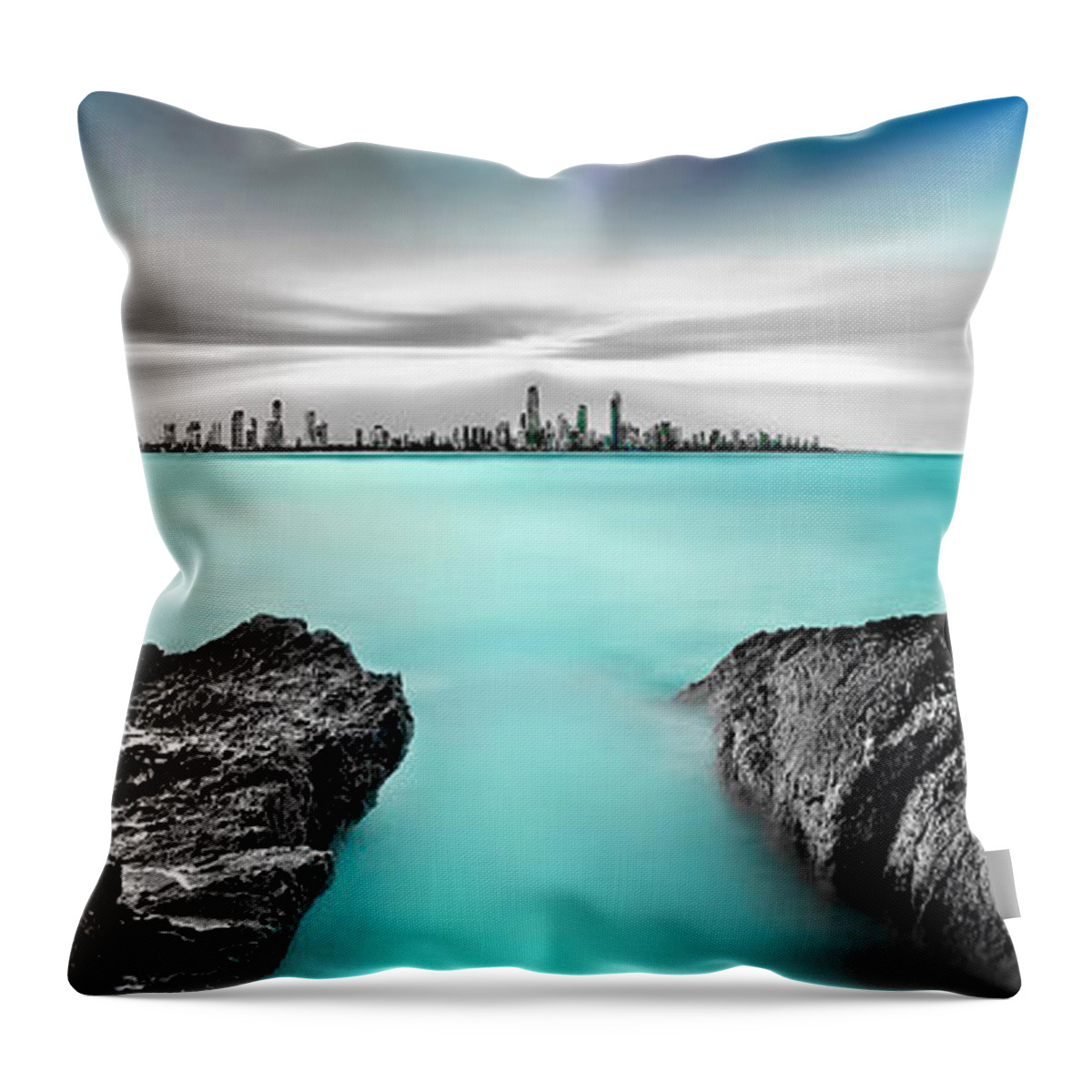 Seascape Photography Throw Pillow featuring the photograph Quantum Divide Panorama by Az Jackson