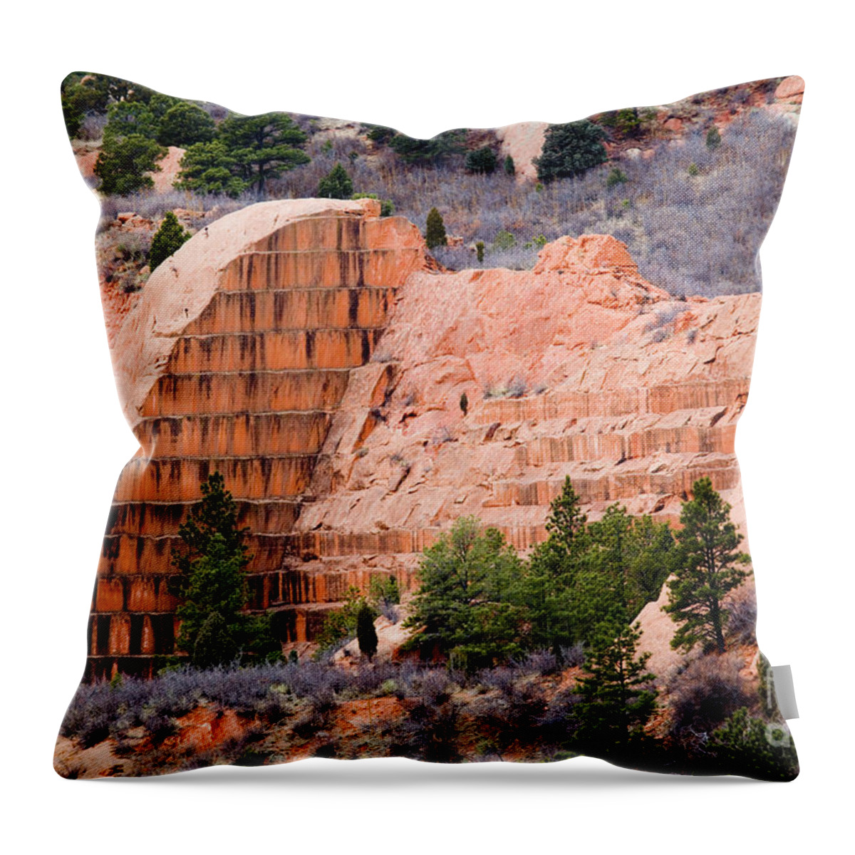 Quarry Throw Pillow featuring the photograph Quarry Closup at Red Rock Canyon Colorado Springs by Steven Krull