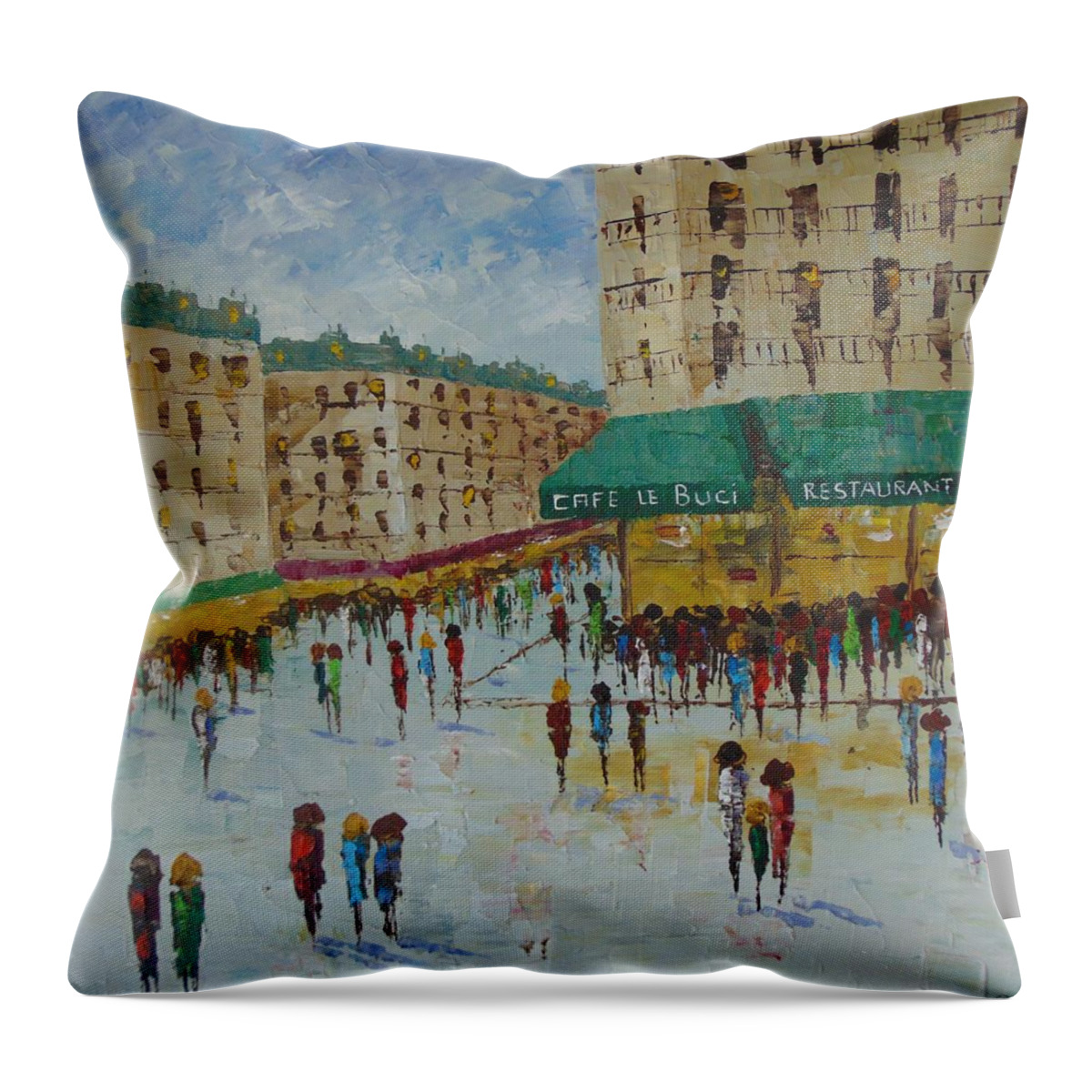 Paris Throw Pillow featuring the painting Quartier Latin Paris by Frederic Payet