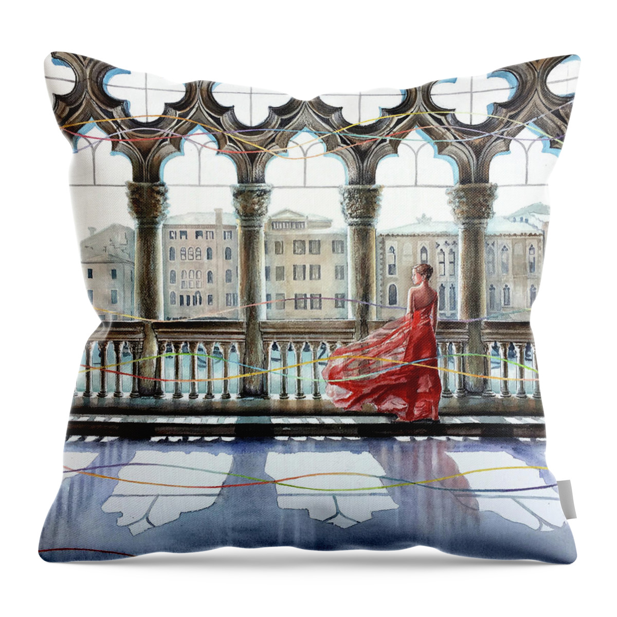 Art Throw Pillow featuring the painting Quatrefoil Breeze by Carolyn Coffey Wallace