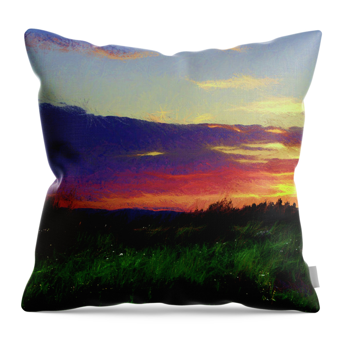 Sunset Throw Pillow featuring the digital art Quebec Sunset by Scott Carlton