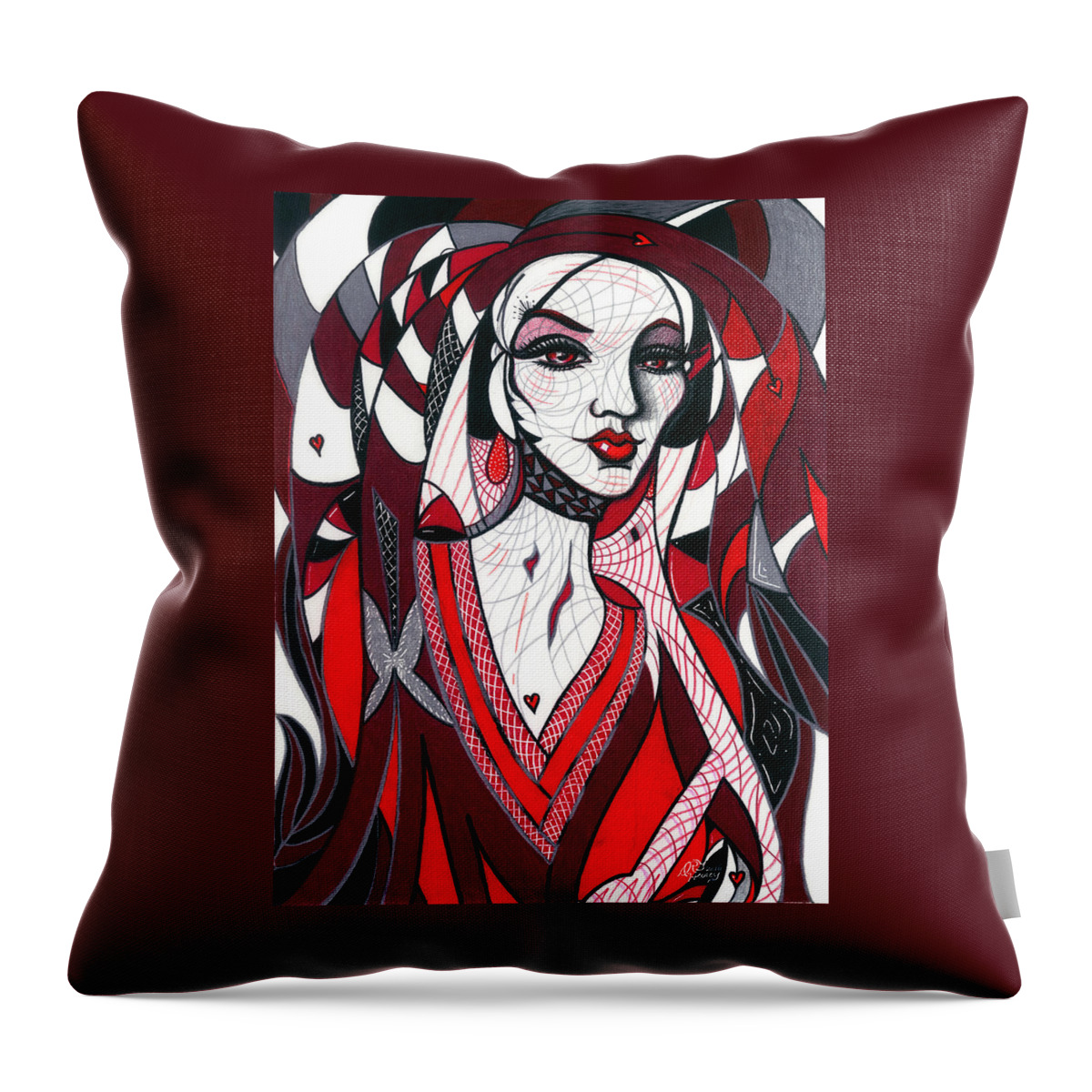 Queen Throw Pillow featuring the drawing Queen by Danielle R T Haney