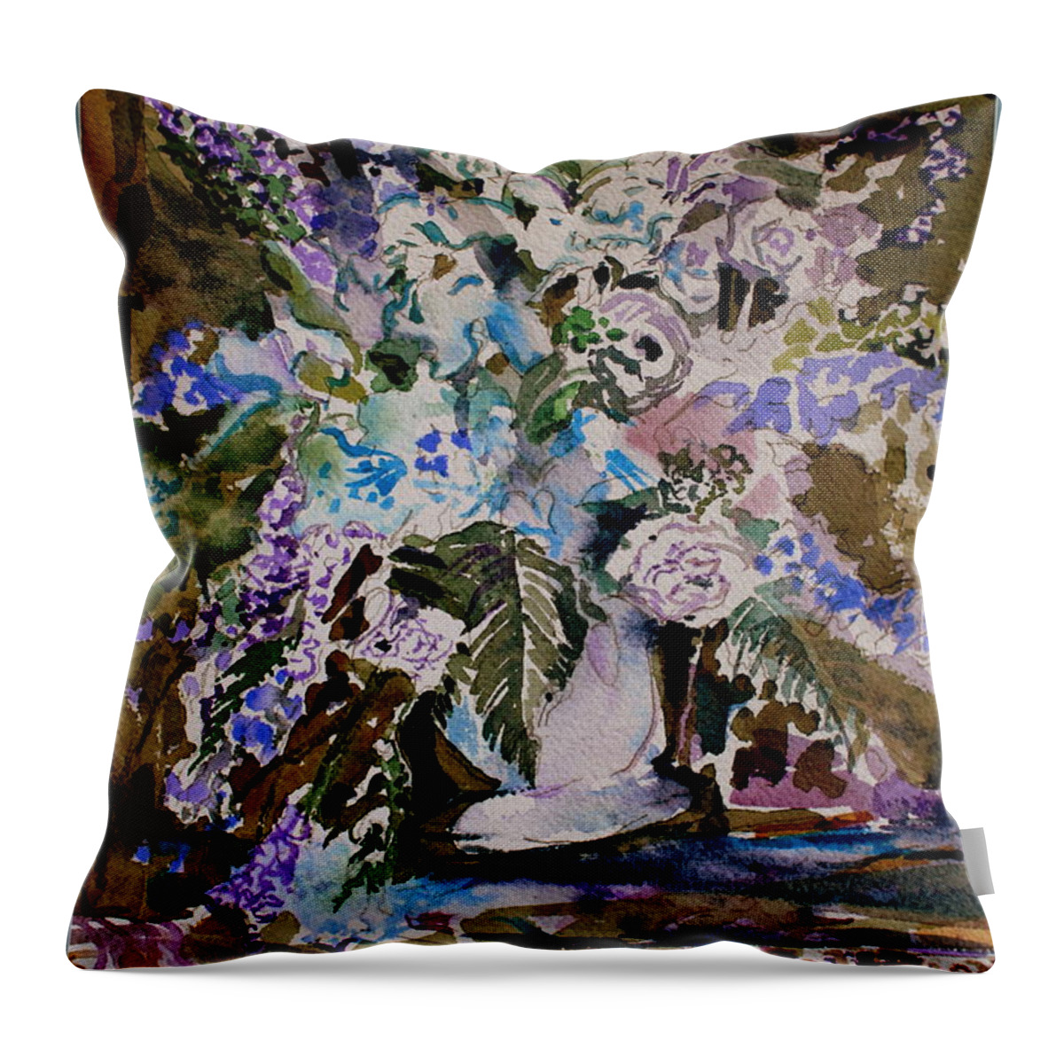 Flowers Throw Pillow featuring the painting Queen for a Day by Mindy Newman